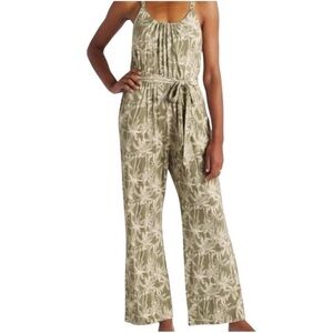 Market & Spruce Olive Palm Print Jumpsuit